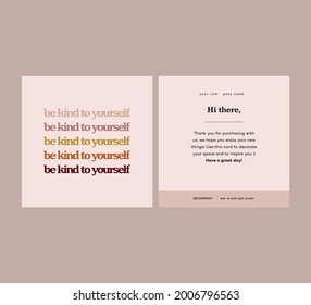 Inspirational Thank You Card, Greeting Business Card Template, Branding Packaging Design