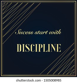Inspirational Typographic lettering Quote with golden frame, Motivational graphic vector illustration for success. Phrase for business goals, development, personal growth, coach, posters, social media
