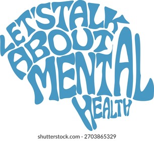 Texto tipográfico inspirador "Vamos falar sobre saúde mental"