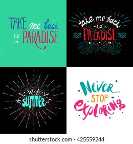  Inspirational typography set /Hand lettering/. Vector motivational quote. Set for a card, poster, wallpaper, web design, phone, t-shirts, photo graphic design element etc.  