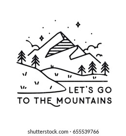 Inspirational vector illustration - Let's go to the mountains