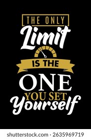 Inspirational Wall Art Print, The Only Limit Is The One You Set Yourself Motivational Quote Decor for Office and Home