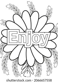 Inspiracional página de Coloración de Palabras. Ilustración vectorial.