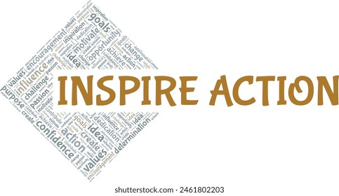 Inspire Action word cloud conceptual design isolated on white background.