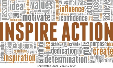 Inspire Action word cloud conceptual design isolated on white background.