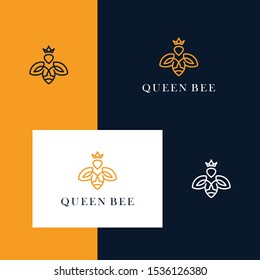 Inspire the bee and crown design logo with a simple line design style