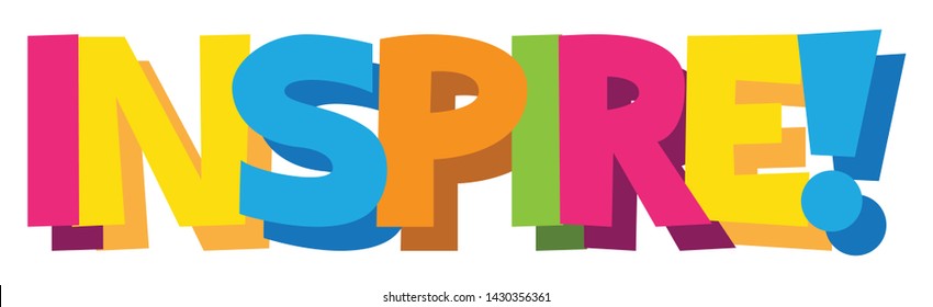 INSPIRE! colorful vector cartoon style hand lettering