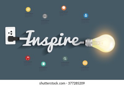 Inspire concept with creative light bulb idea, Vector illustration modern design layout template