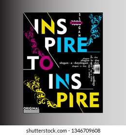 inspire to inspire graphic design,vector typography artistic concept for modern t-shirt print,color fun,illustration art style