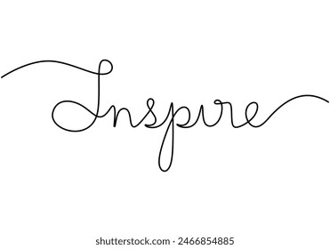 Inspire handwritten inscription. One line drawing of phrase hand writing calligraphy card lettering isolated on white background.