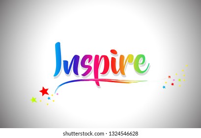 Inspire Handwritten Word Text with Rainbow Colors and Vibrant Swoosh Design Vector Illustration.