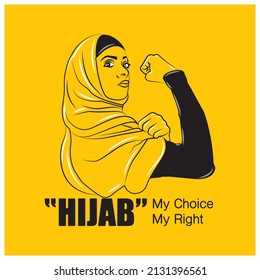 Inspire Inclusion. break the bias Muslim females wearing hijab my rights empowerments illustration artwork