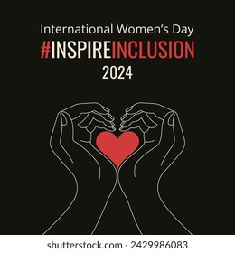 Inspire Inclusion greeting card design. International Women's Day holiday poster template in trendy line style. Vector illustration for social networks, banners, cards, prints. Editable stroke