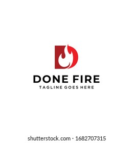 Inspire logo sign initial D with fire inside for firefighting company.