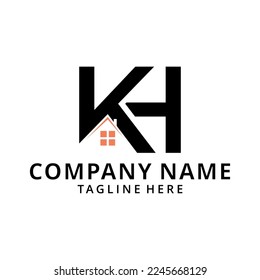 Inspire logo symbol with initials K,H in form into one like house logo design template.
