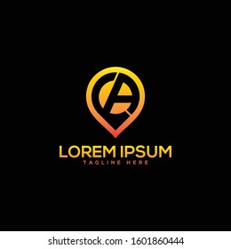 Inspire logo / symbol pin location with the symbol of the initial letter A as the company's first name