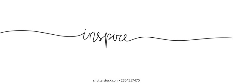 Inspire. One line continuous short phrase. Line art lettering. Vector illustration. 