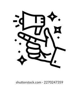 inspirar otros vectores de iconos de línea. inspirar a otros a firmar. símbolo de contorno aislado ilustración negra