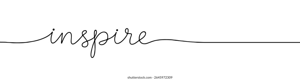 Inspire phrase inscription continuous one line drawing with word. Minimalistic drawing of phrase illustration.