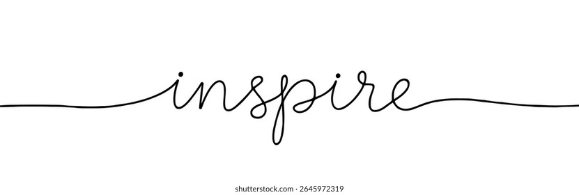 Inspire phrase inscription continuous one line drawing with word. Minimalistic drawing of phrase illustration.