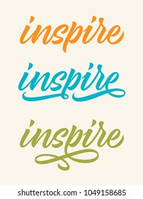 inspire, set of handwritten words, calligraphy