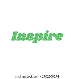 Inspire slogan. Green scribble Icon with solid contour on white background. Illustration.