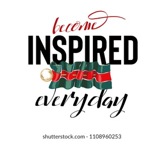 inspire slogan with pin on stripe ribbon illustration