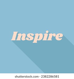 Inspire slogan. Unbleached silk Icon with very long shadow at dark sky blue background. Illustration.