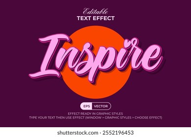 Inspire Text Effect 3D Pink Style. Editable Text Effect.