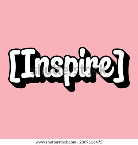 Inspire Typography Design - Playful 3D Bubble Lettering Text Art on Pink Background - Motivational Quote and Leadership Concept Vector Illustration
