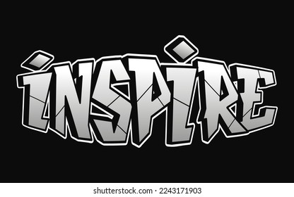 Inspire word trippy psychedelic graffiti style letters.Vector hand drawn doodle cartoon logo Inspire illustration. Funny cool trippy letters, fashion, graffiti style print for t-shirt, poster