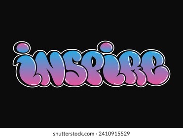 Inspire word trippy psychedelic graffiti style letters.Vector hand drawn doodle cartoon logo Inspire illustration. Funny cool trippy letters, fashion, graffiti style print for t-shirt, poster