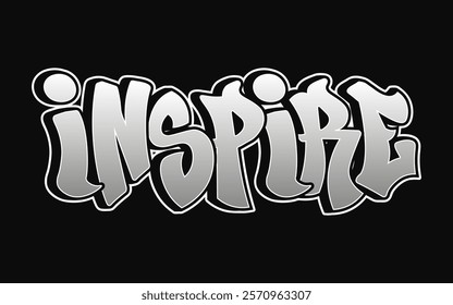 Inspire word trippy psychedelic graffiti style letters. Vector hand drawn doodle cartoon logo Inspire illustration. Funny cool trippy letters, fashion, graffiti style print t-shirt, poster concept