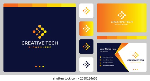 Inspired arrow mark logo shape with technology style and color gradation. icons for business, internet and technology