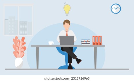 Inspired Businessman Working in the Office