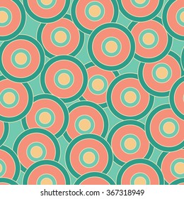 Inspired by 60s, Seamless colorful pattern with abstract shapes, retro style