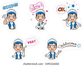 
Inspired by the character of a boy. Suitable for use as a LINE stickers.