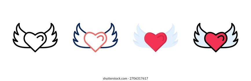 Inspirado pelo amor ícone definir coleção de vários estilos
