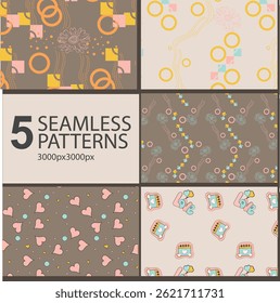 Inspired by old postcards and botanical prints, this bundle brings a Retro Vintage flair to seamless heart and flower designs. It’s perfect for nostalgic packaging, romantic event invites, stationery 
