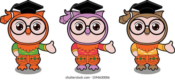 
Inspired by owls And wearing Thai costumes.