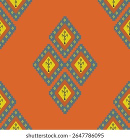 Inspired by traditional Thai pattern this bold orange geometric design is perfect for fabric prints home decor or digital craft project.