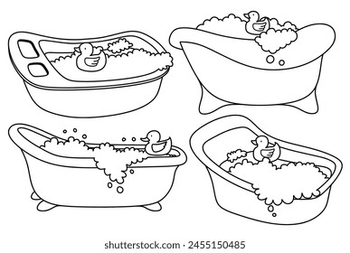 Inspired cute Baby bathtub Doodle set.