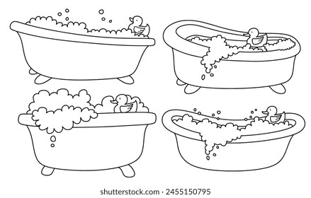 Inspired cute Baby bathtub Doodle set.