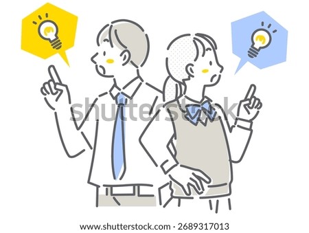 Inspired high school student: simple and stylish line drawing illustration