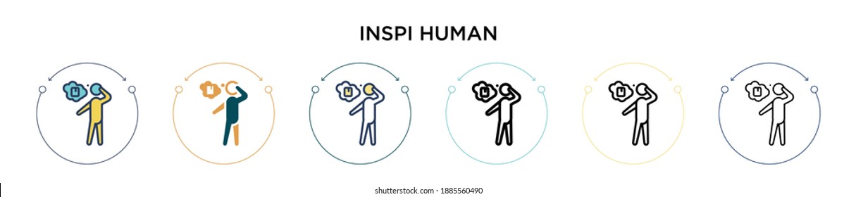 Inspired human icon in filled, thin line, outline and stroke style. Vector illustration of two colored and black inspired human vector icons designs can be used for mobile, ui, web