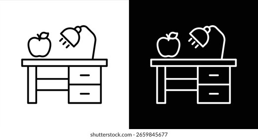 inspirierte Lernraum-Ikone. enthalten Arbeitstisch, Schreibtisch lernen dünne Linie Stil Symbol Symbol-Zeichen für Ihre App Web. Vektorgrafik