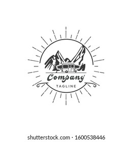 
Inspiring car camping logo design badges. black white