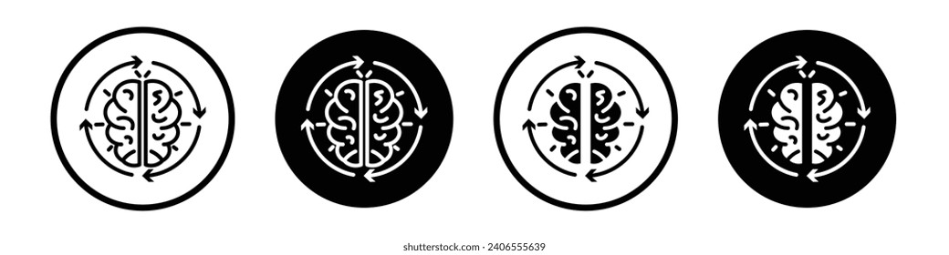 Inspiring Change icon set. thinking mindset vector symbol in black filled and outlined style.