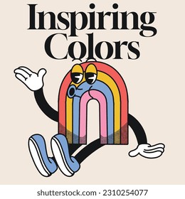 Inspiring Color With Rainbow Groovy Character design