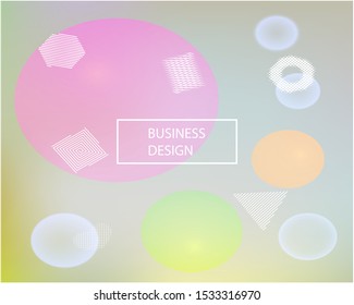 Inspiring colorful modern background. Commercial backdrop with colored bubbles and white shapes. Vector illustration vintage. Green easy editable and soft painted banner template.